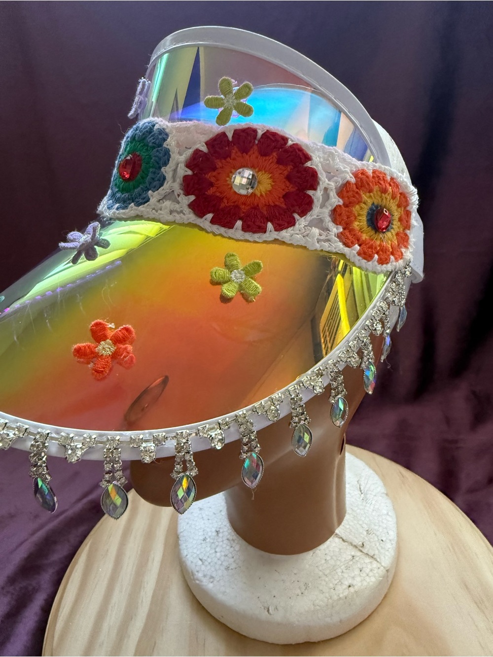 Iridescent Crochet Floral Visor - Picture 5 of 6